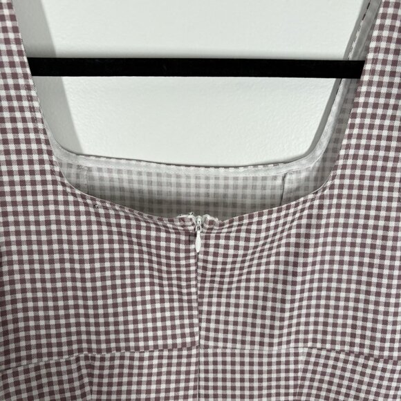 Lulus Women M Happy Chance Purple Gingham Square Neck Mini Dress - Picture 10 of 10